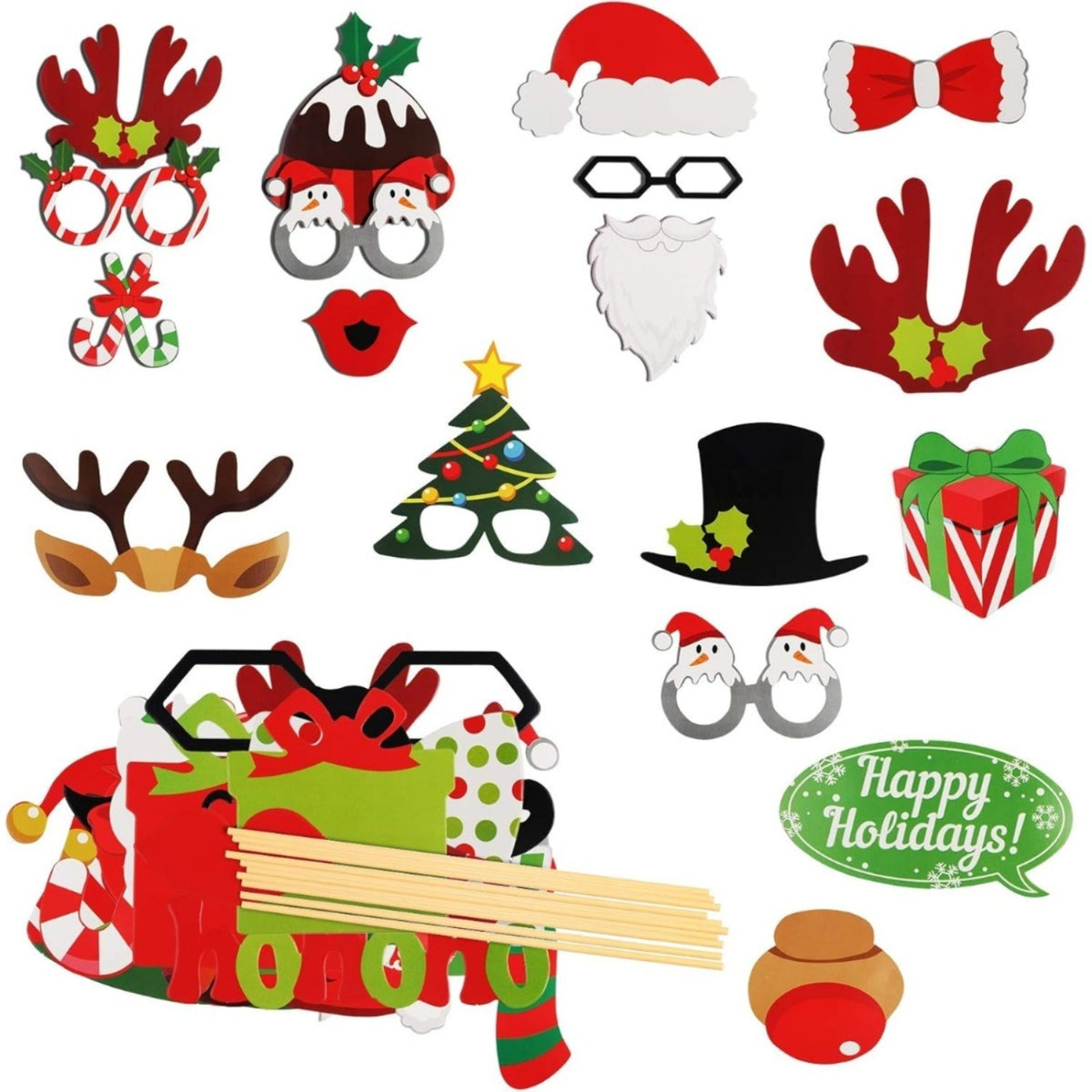 49-Piece Christmas Photo Booth Prop Set