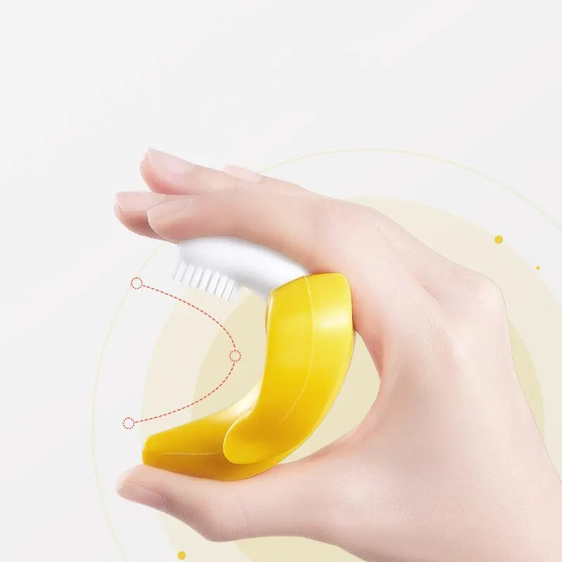 2-in-1 Silicone Banana Teether & Training Toothbrush