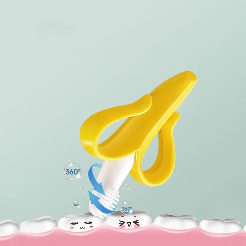 2-in-1 Silicone Banana Teether & Training Toothbrush