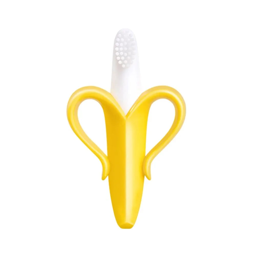 2-in-1 Silicone Banana Teether & Training Toothbrush